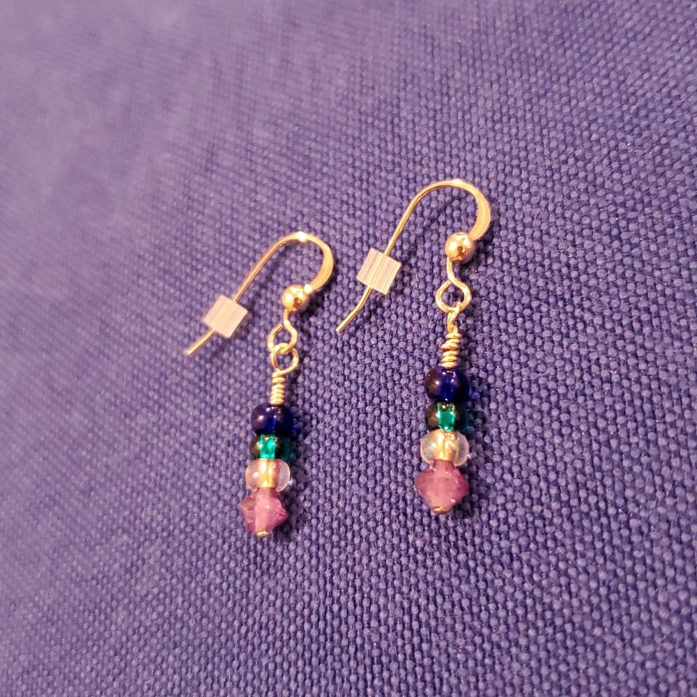Amethyst Bead Earrings with Gold Filled Hooks